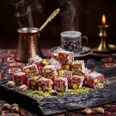 Pomegranate Flavored Pistachio Turkish Delight